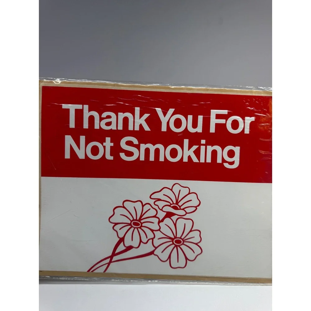 Vintage Avery Pro-Sign Thank You For Not Smoking Vinyl Decal Red White Floral